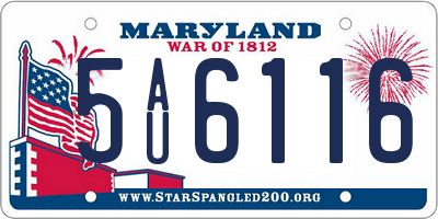 MD license plate 5AU6116