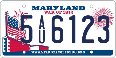 MD license plate 5AU6123