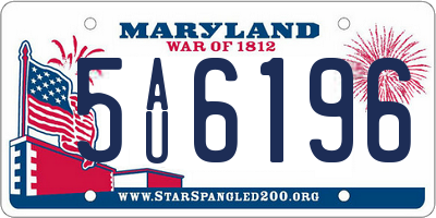 MD license plate 5AU6196