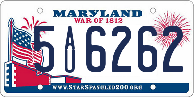 MD license plate 5AU6262