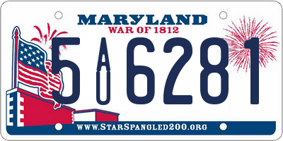 MD license plate 5AU6281