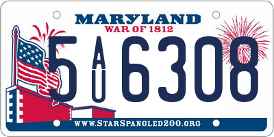 MD license plate 5AU6308