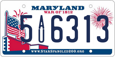 MD license plate 5AU6313