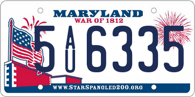 MD license plate 5AU6335