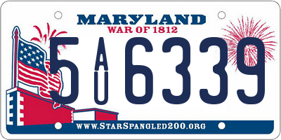 MD license plate 5AU6339