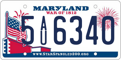 MD license plate 5AU6340