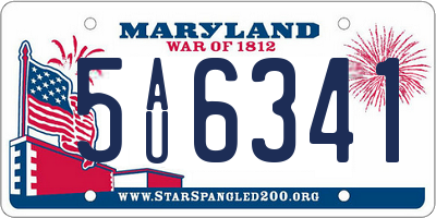 MD license plate 5AU6341