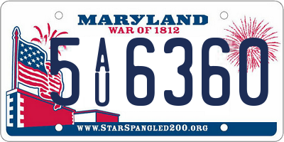 MD license plate 5AU6360