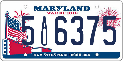 MD license plate 5AU6375