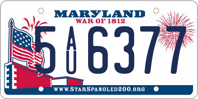 MD license plate 5AU6377