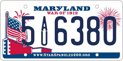 MD license plate 5AU6380