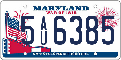 MD license plate 5AU6385