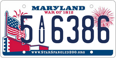 MD license plate 5AU6386