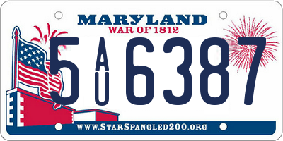 MD license plate 5AU6387