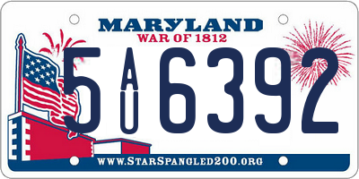 MD license plate 5AU6392