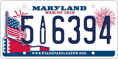 MD license plate 5AU6394