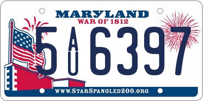 MD license plate 5AU6397