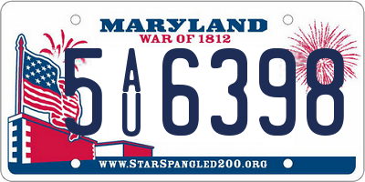 MD license plate 5AU6398