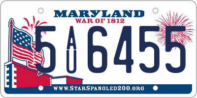 MD license plate 5AU6455