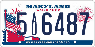 MD license plate 5AU6487