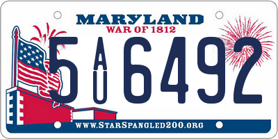 MD license plate 5AU6492