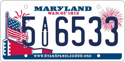 MD license plate 5AU6533