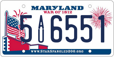 MD license plate 5AU6551