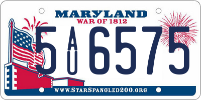 MD license plate 5AU6575