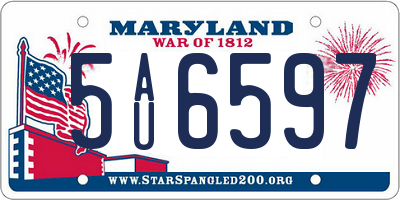 MD license plate 5AU6597