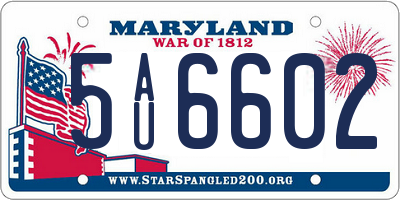 MD license plate 5AU6602