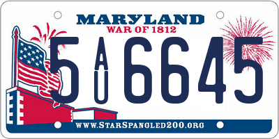 MD license plate 5AU6645