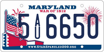 MD license plate 5AU6650