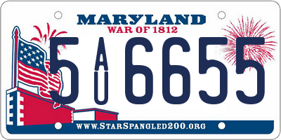 MD license plate 5AU6655