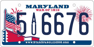 MD license plate 5AU6676