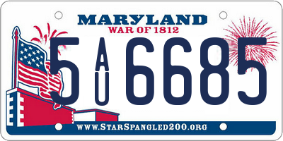 MD license plate 5AU6685