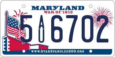 MD license plate 5AU6702