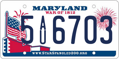 MD license plate 5AU6703