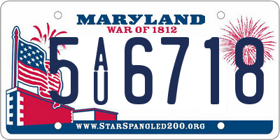 MD license plate 5AU6718