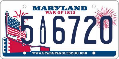 MD license plate 5AU6720