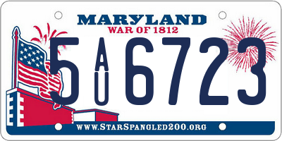 MD license plate 5AU6723