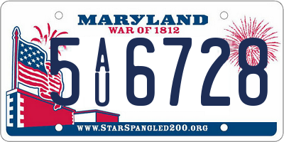 MD license plate 5AU6728