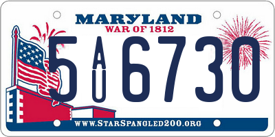 MD license plate 5AU6730