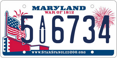 MD license plate 5AU6734