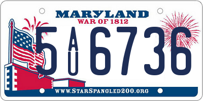 MD license plate 5AU6736