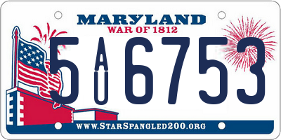 MD license plate 5AU6753