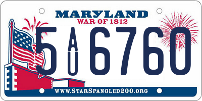 MD license plate 5AU6760