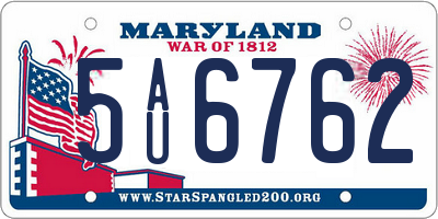 MD license plate 5AU6762