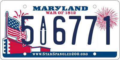 MD license plate 5AU6771
