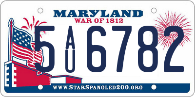 MD license plate 5AU6782