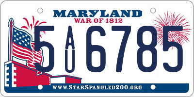 MD license plate 5AU6785